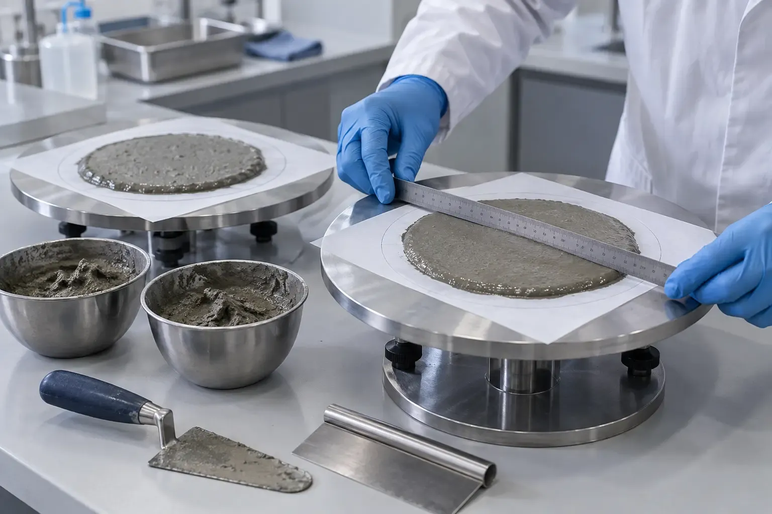 repair mortar flow comparison with silica material candidates