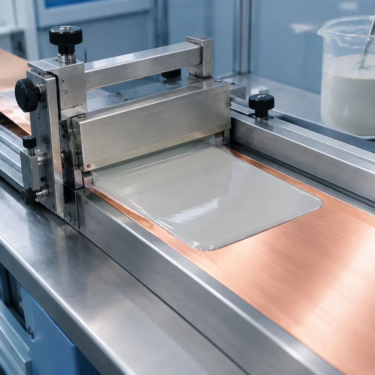 Silica slurry slot-die coating on copper foil