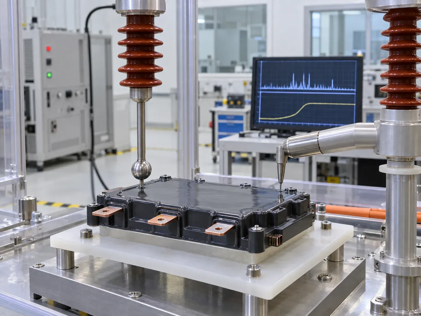 Partial-discharge test setup for fused silica epoxy potting in EV power modules