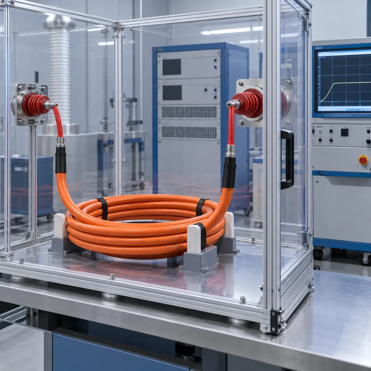 High-voltage cable insulation test enclosure