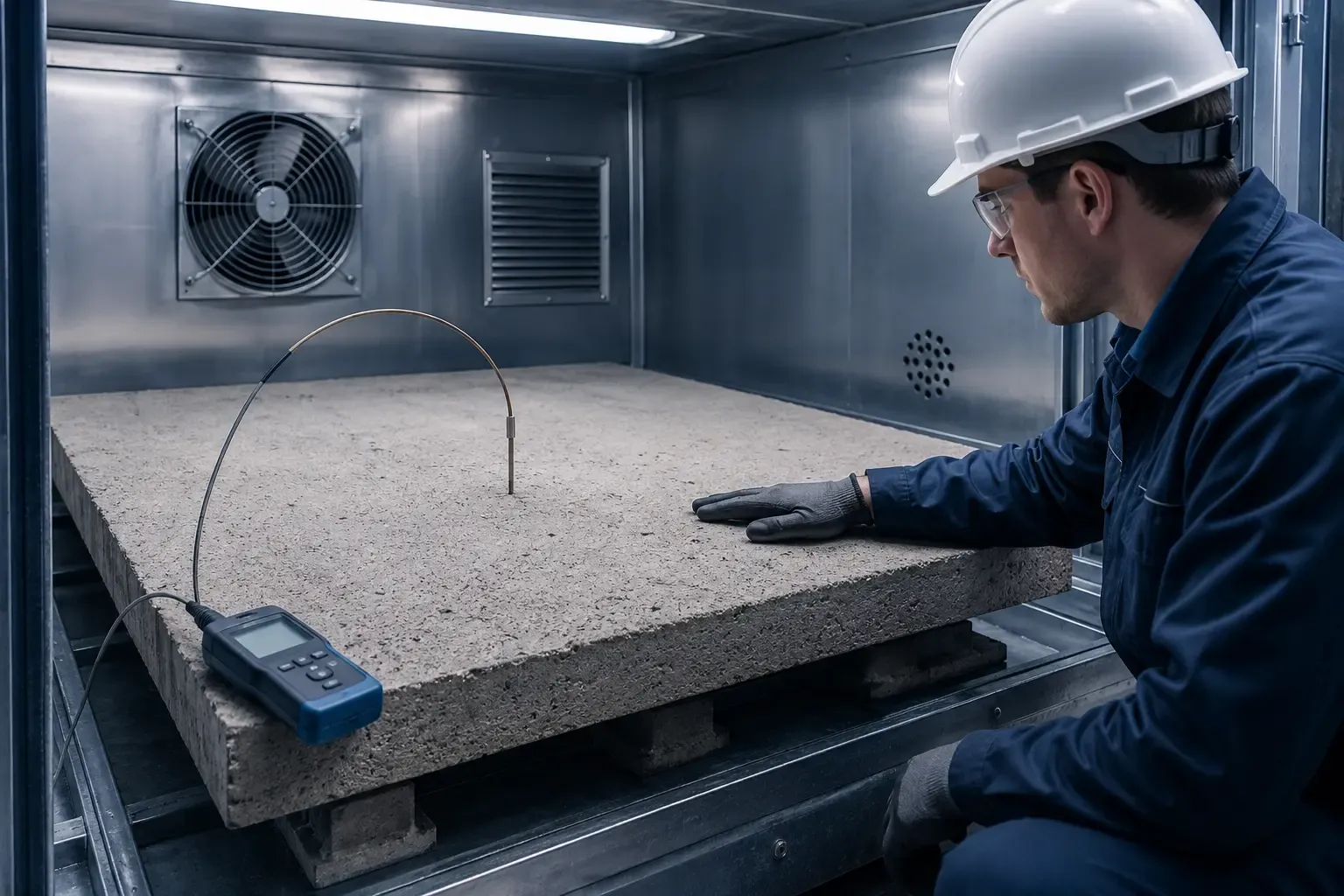 Refractory castable curing and moisture inspection before thermal cycling