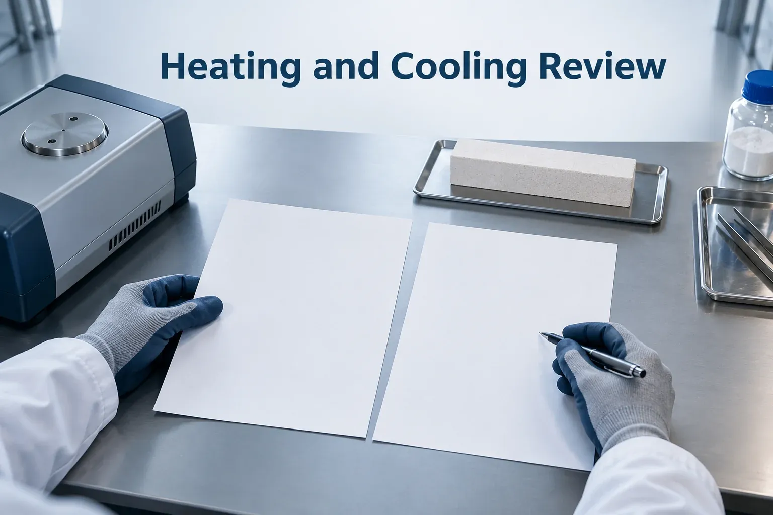 Blank report templates and ceramic specimen for heating and cooling review