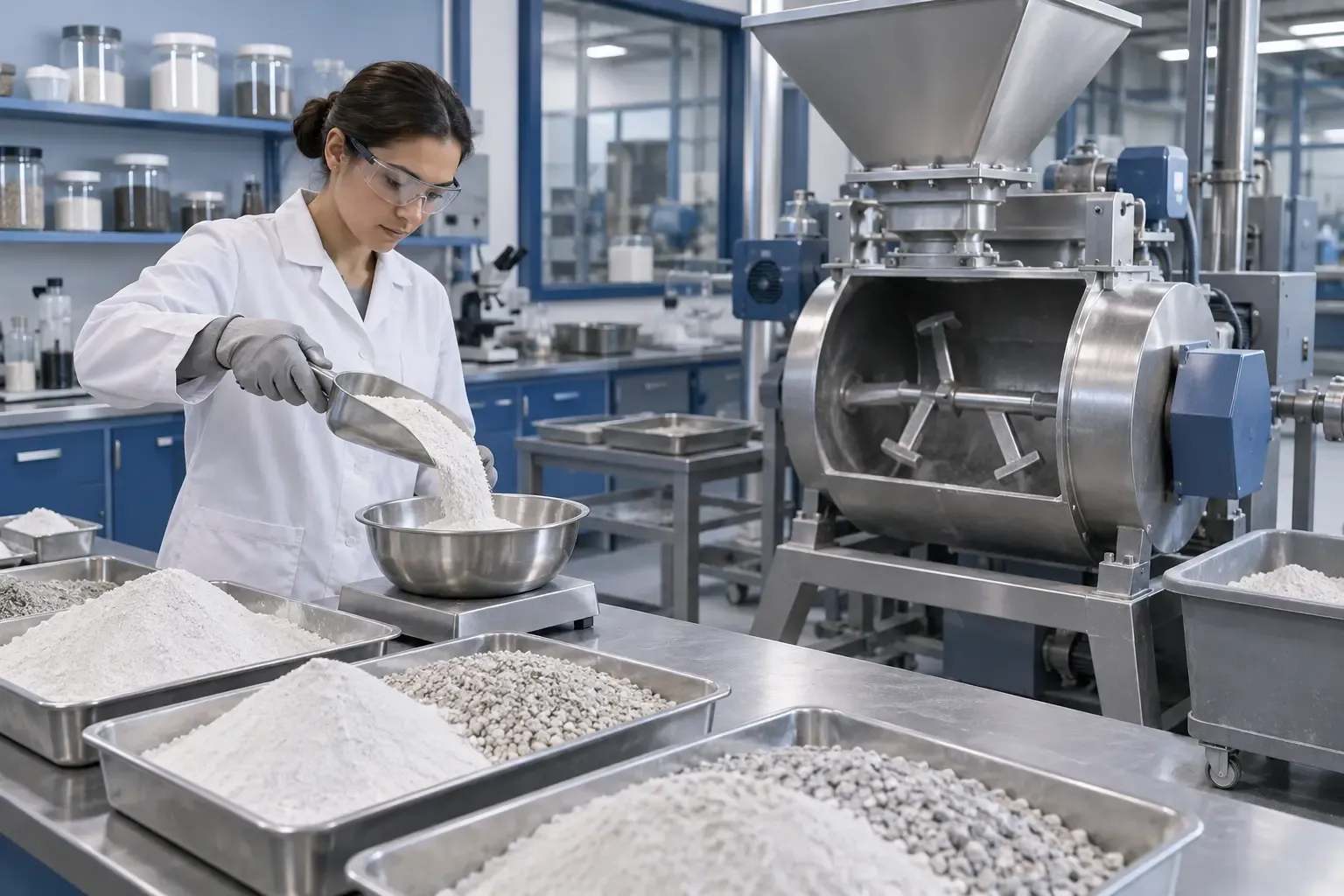 Fused silica powder blending evaluation for refractory gunning mix development