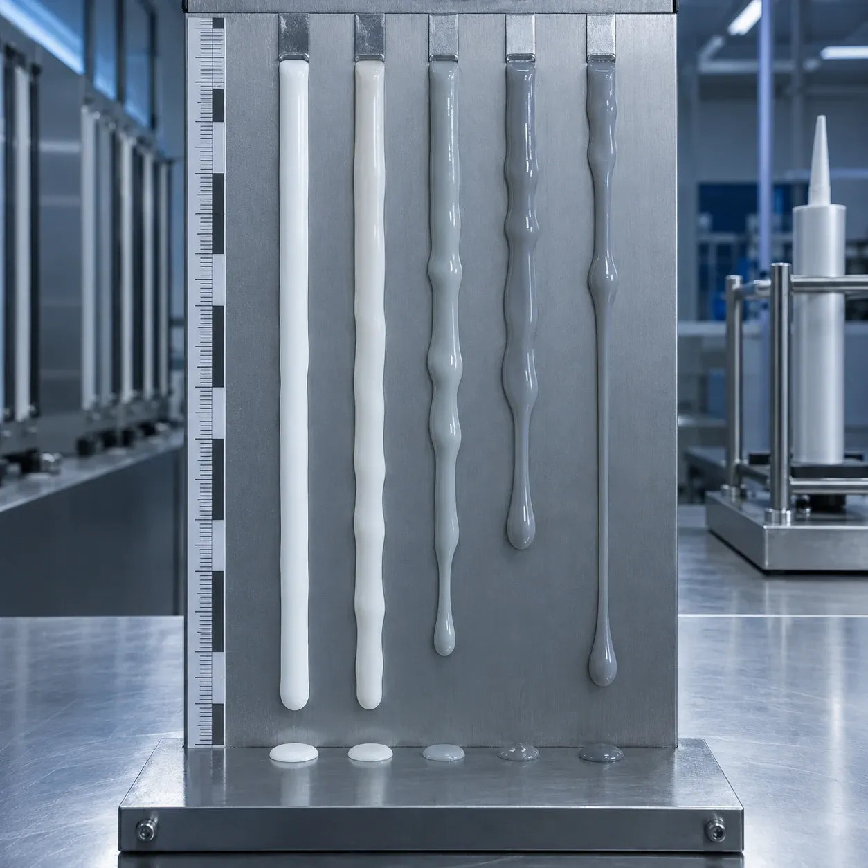 MS polymer sealant extrusion and sag test on vertical panel