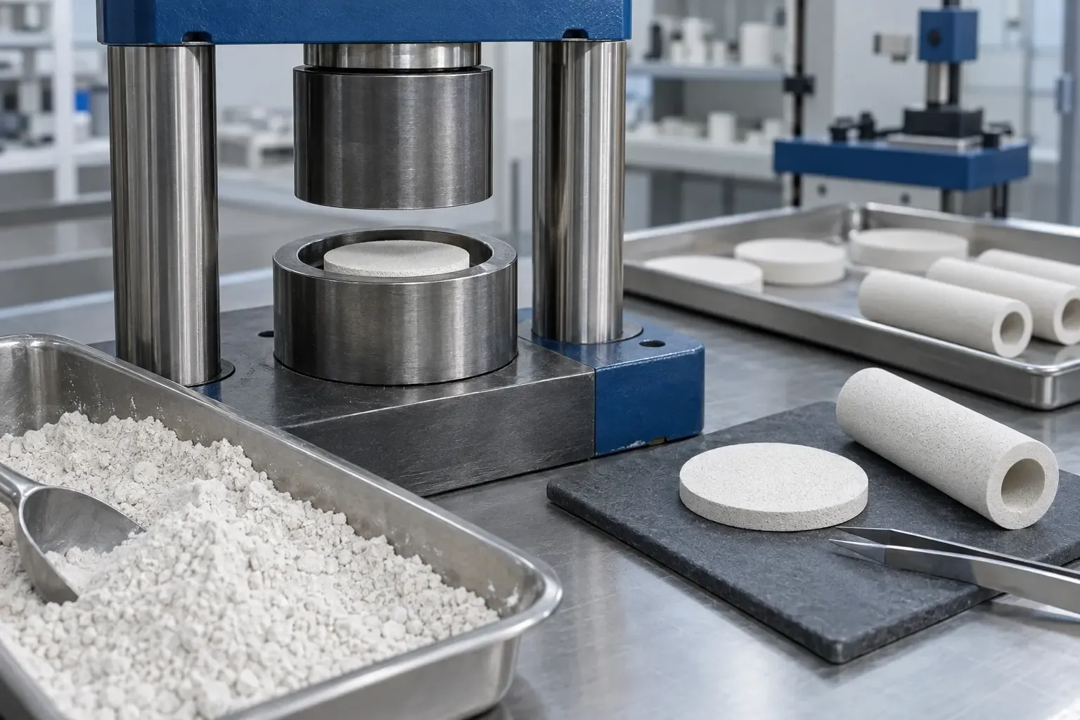 Forming process for a porous ceramic membrane support using silica powder
