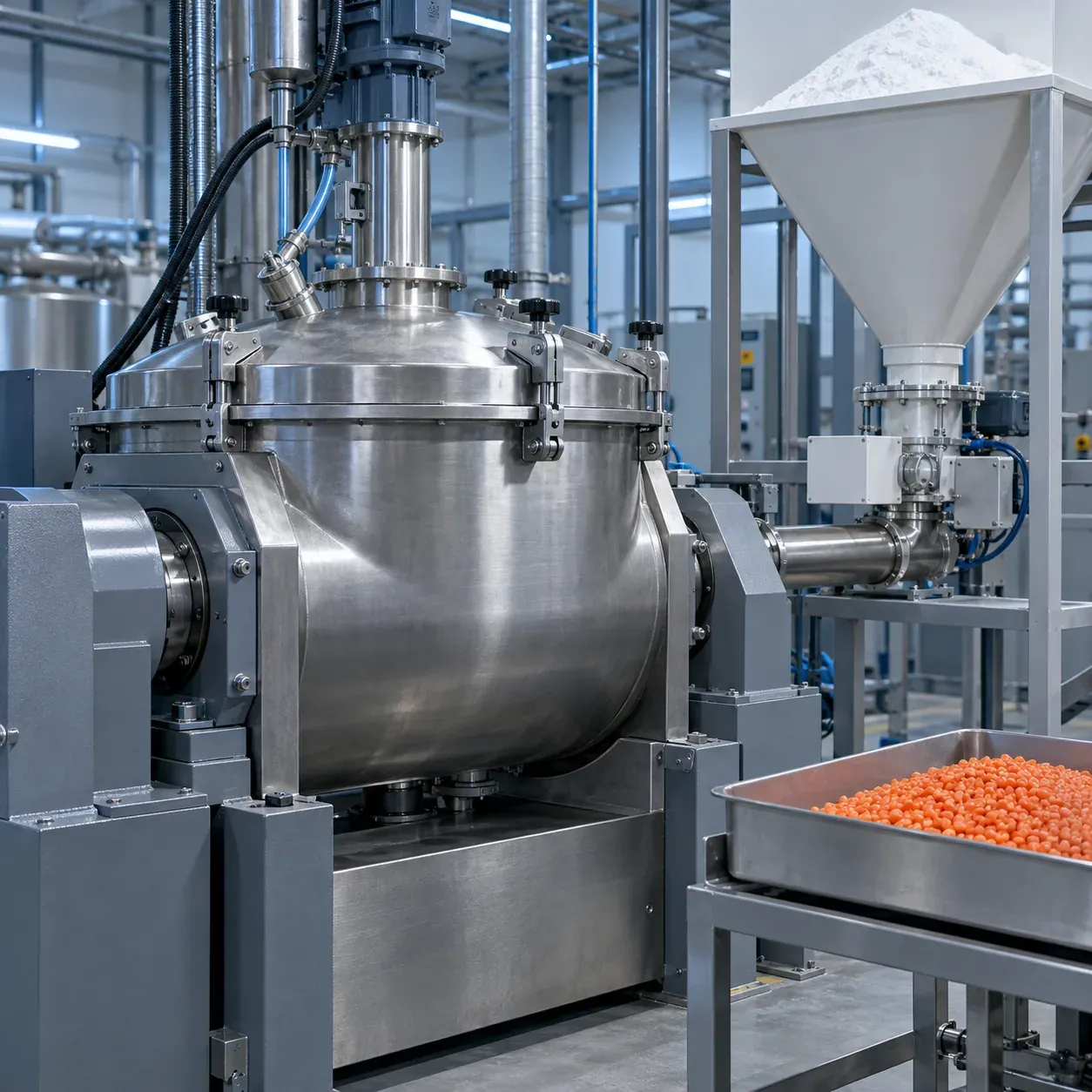 Industrial mixing equipment for silicone cable compound preparation