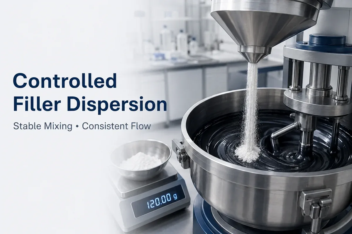 Controlled silica filler dispersion in epoxy electronic potting compound