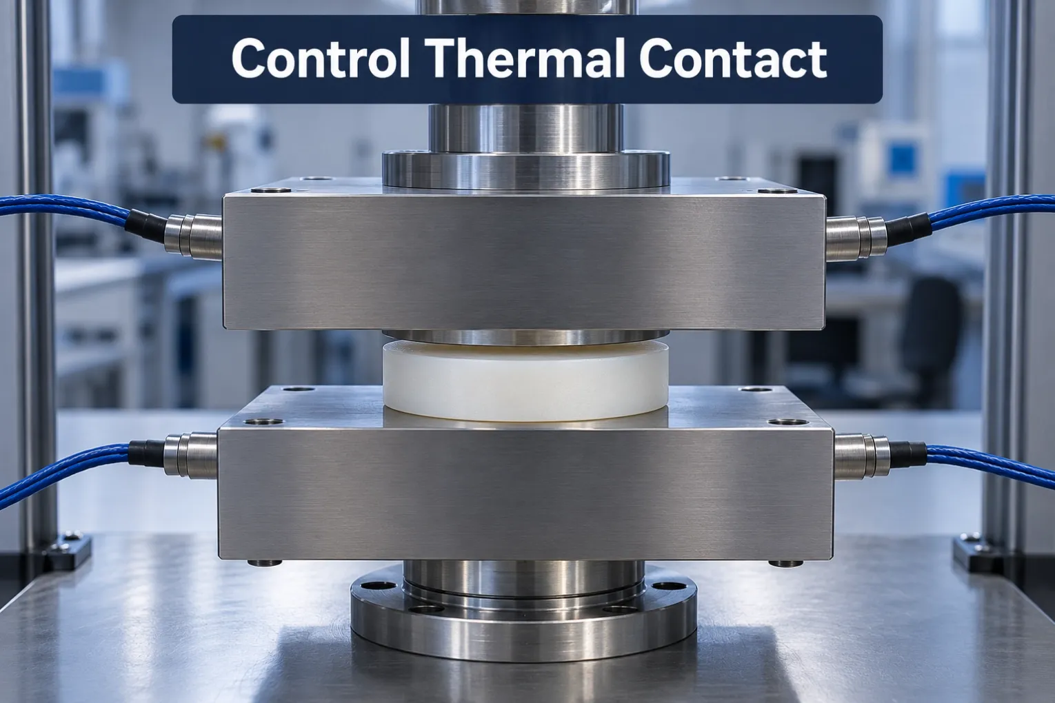 Control Thermal Contact Polymer specimen between metal thermal measurement blocks