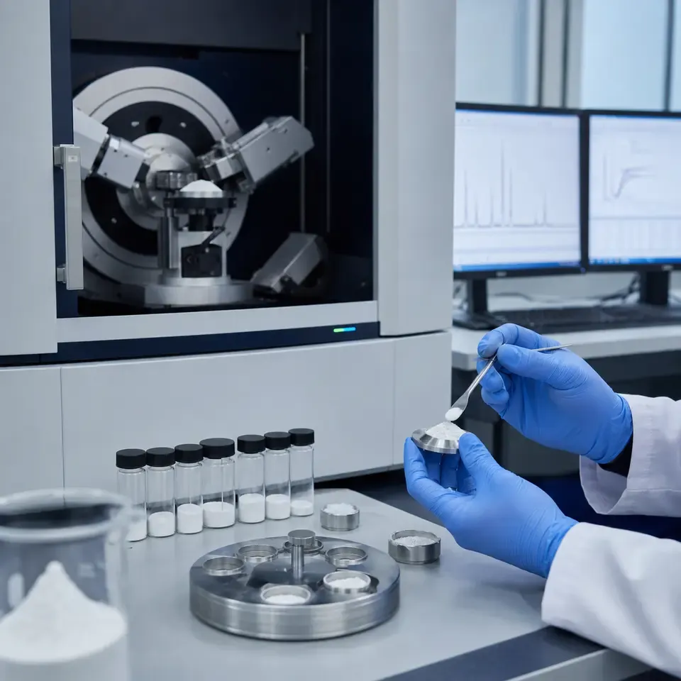 Modern silica powder laboratory testing workflow with particle-size and XRD review