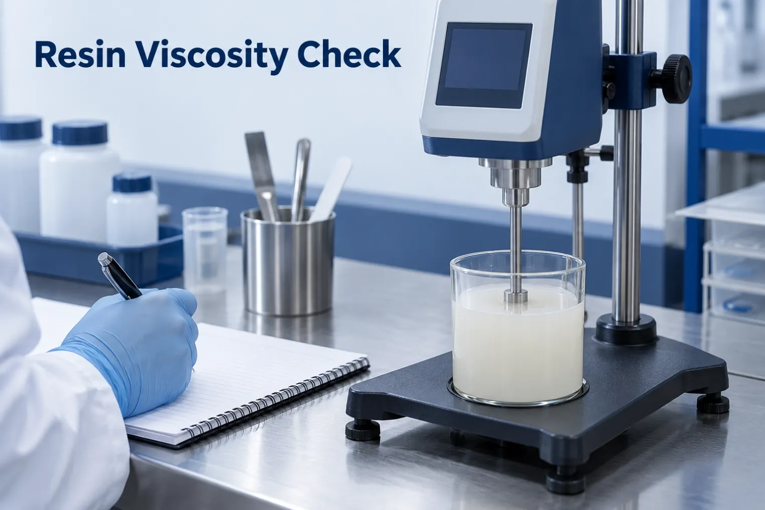 Laboratory viscosity instrument with pale resin and blank measurement record