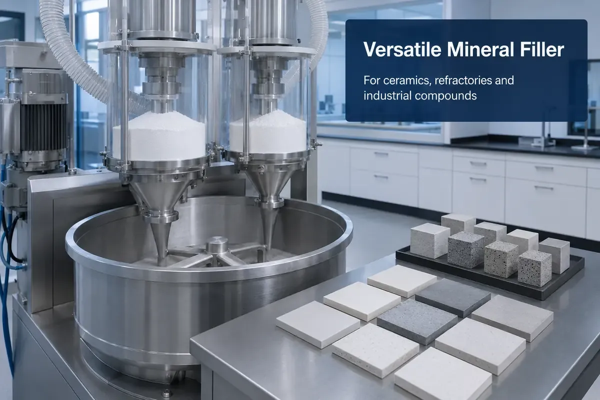Crystalline silica mineral filler used in ceramics refractories and industrial compounds