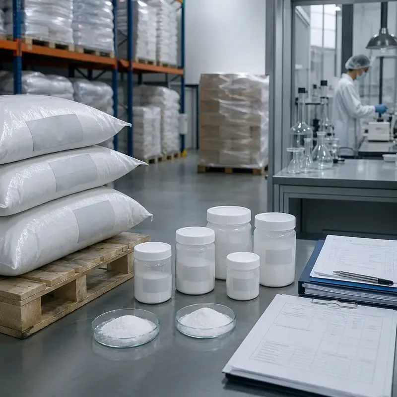 Silica powder lot traceability with bags, sample jars, pallets and technical records