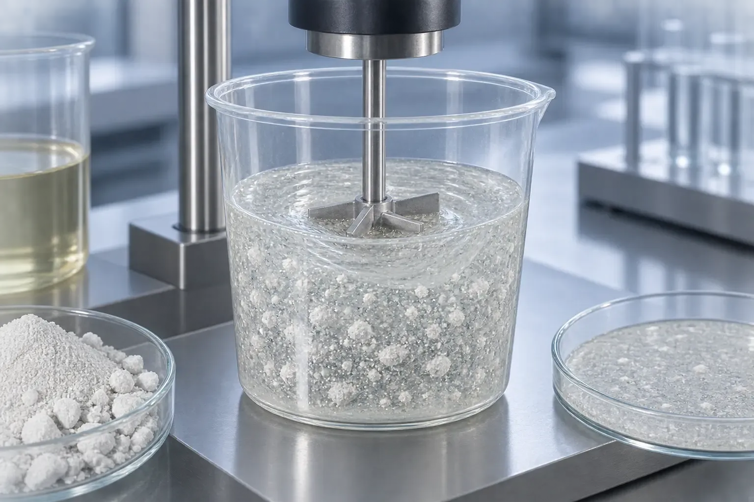 Mineral filler wet-out in polyester resin during laboratory mixing