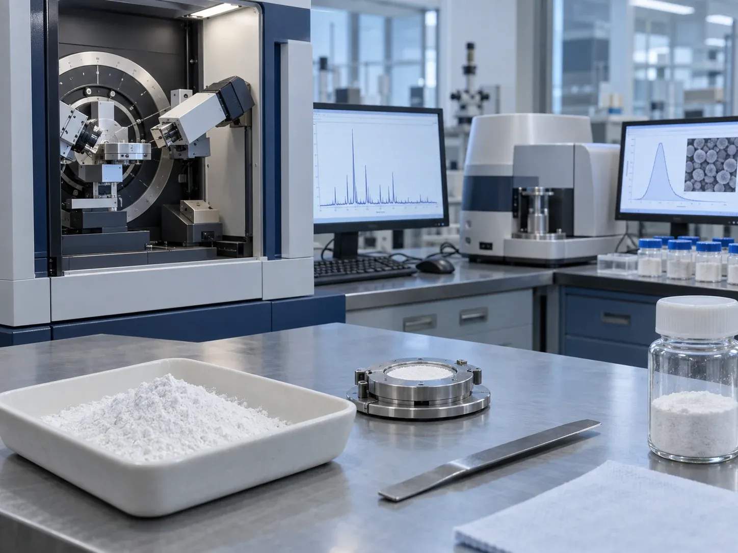XRD and particle-size review for a controlled-phase cristobalite ceramic body trial