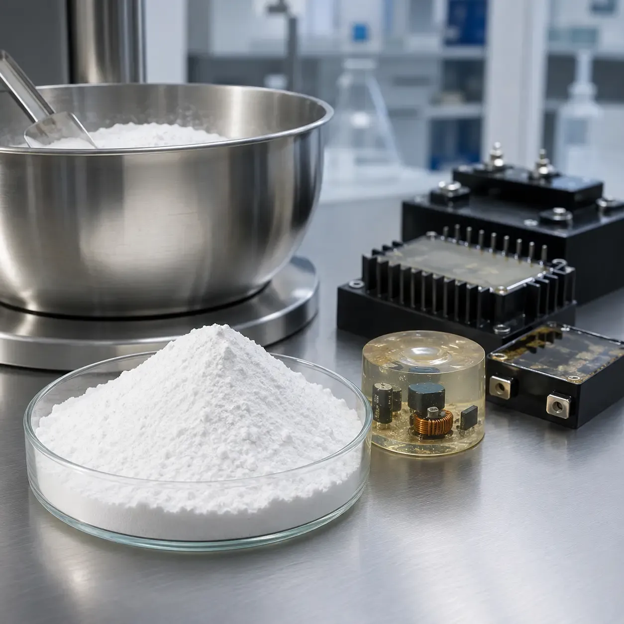 Cristobalite powder for electronic epoxy encapsulation application