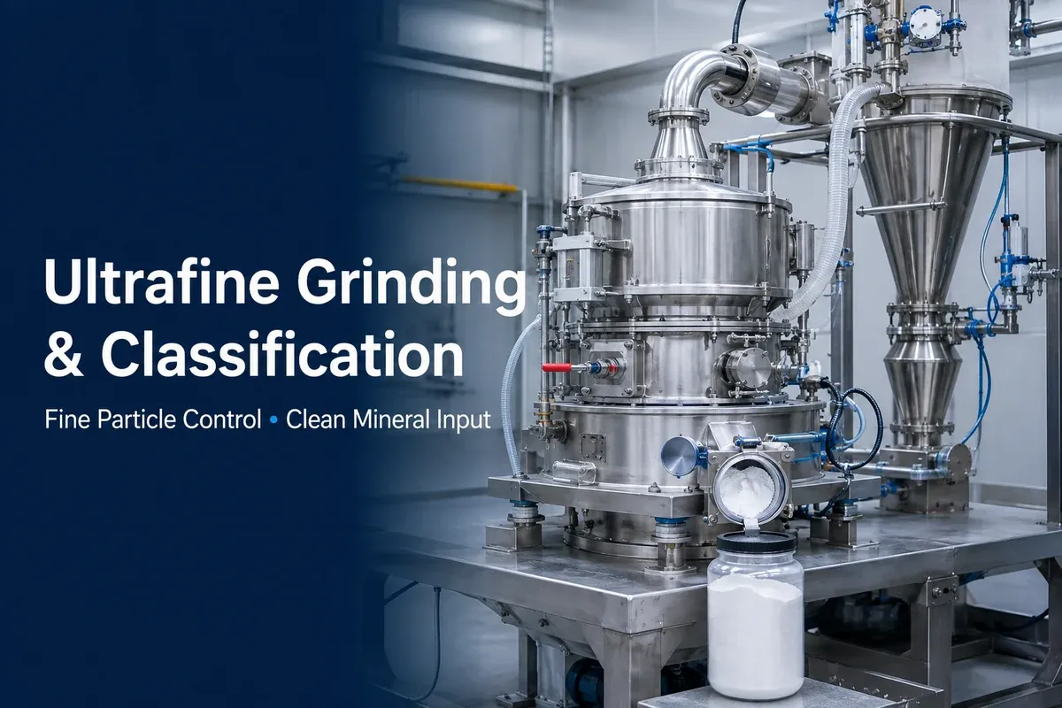 Ultrafine silica grinding and classification for precision ceramic and technical glass raw material