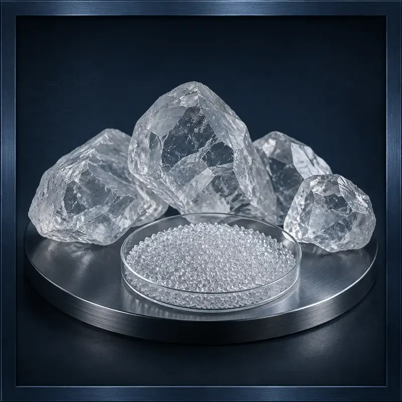 High-purity quartz category with clear raw quartz and refined particles