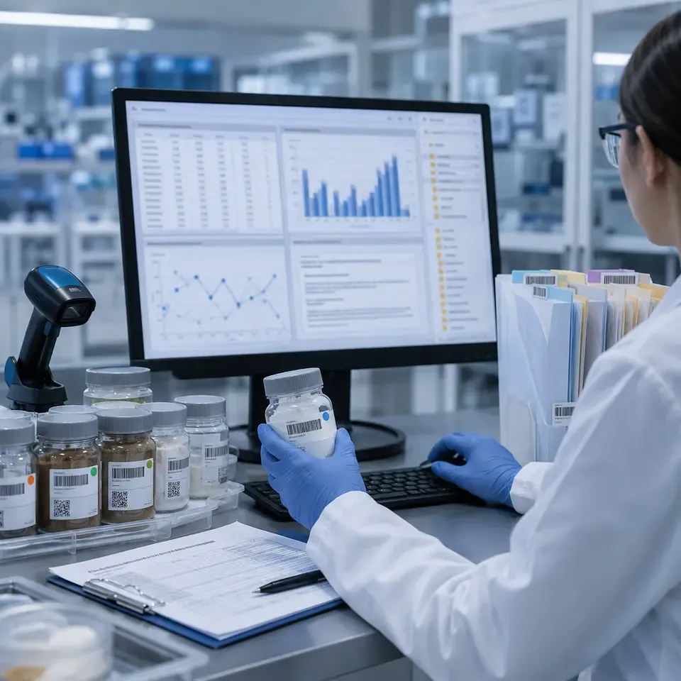 Digital COA and laboratory test data review for silica powder lot approval