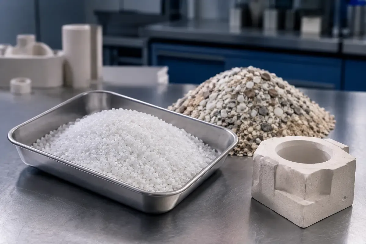 Fused silica granules for technical ceramic and foundry aggregate formulations