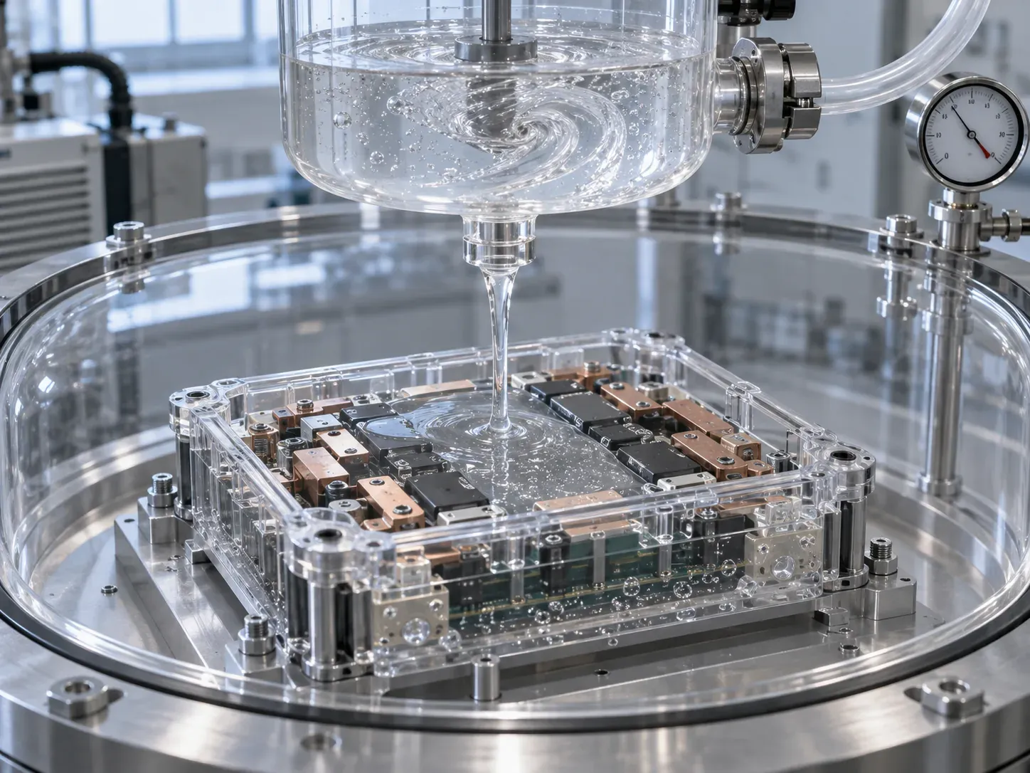Vacuum potting trial for EV inverter epoxy using amorphous fused silica filler