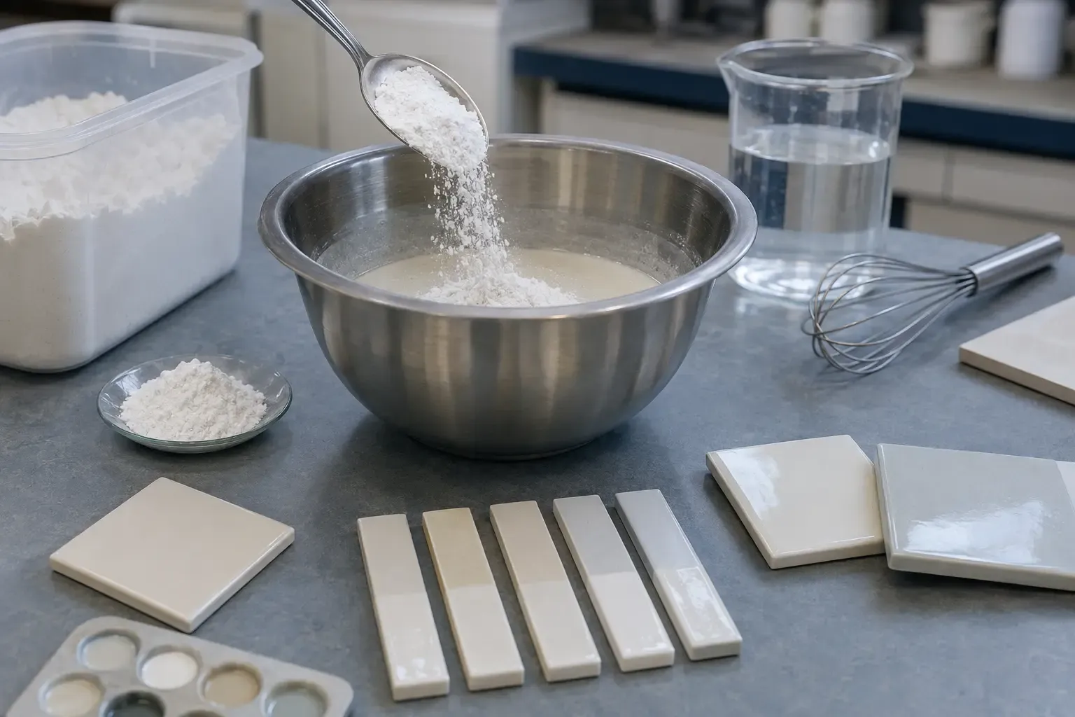 Cristobalite powder mixing evaluation for enamel frit and ceramic glaze formulations