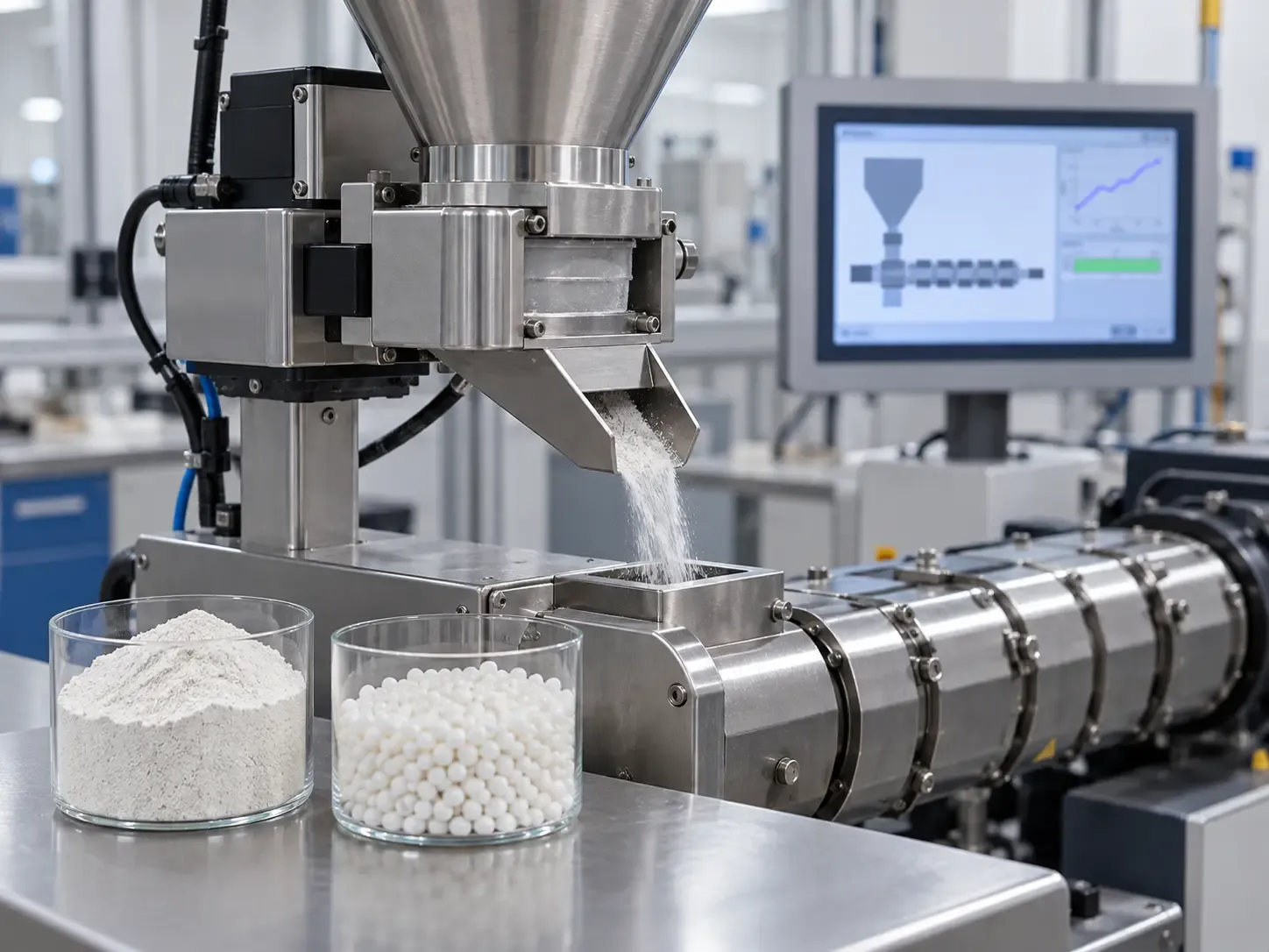 Surface-treated silica powder entering a polymer masterbatch trial
