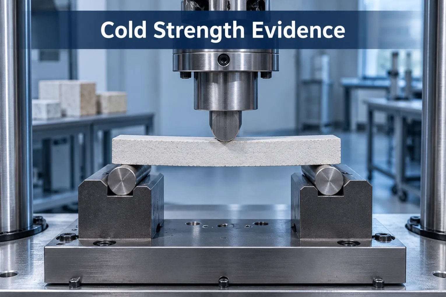 Cold Strength Evidence Refractory bar supported for a room-temperature bend comparison