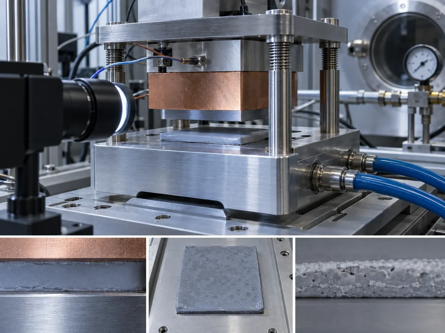 Thermal cycling and pump-out inspection of a silicone interface material coupon