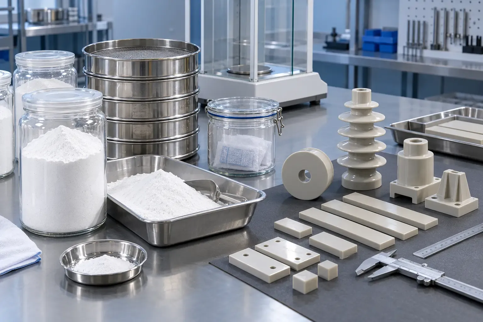 Fused silica powder sampling and electrical epoxy component quality review