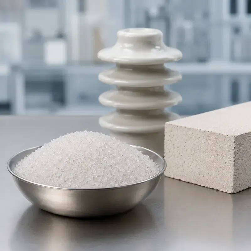 Fused quartz sand for electrical insulation and refractory applications