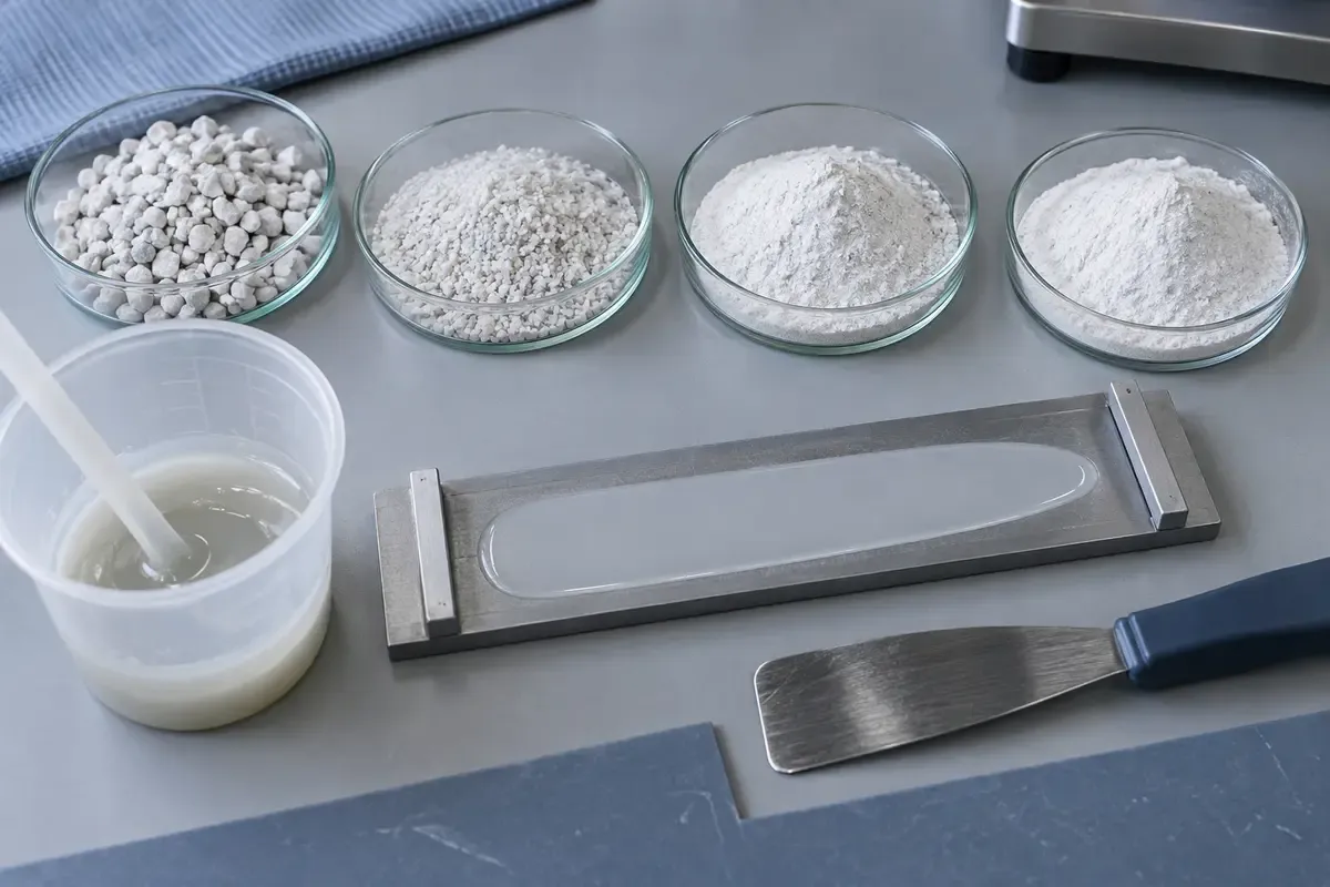Crystalline silica filler particle size fractions prepared for epoxy flow evaluation