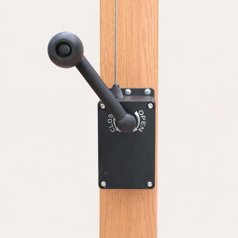 Commercial wood-look aluminum cantilever umbrella-crank-system-detail