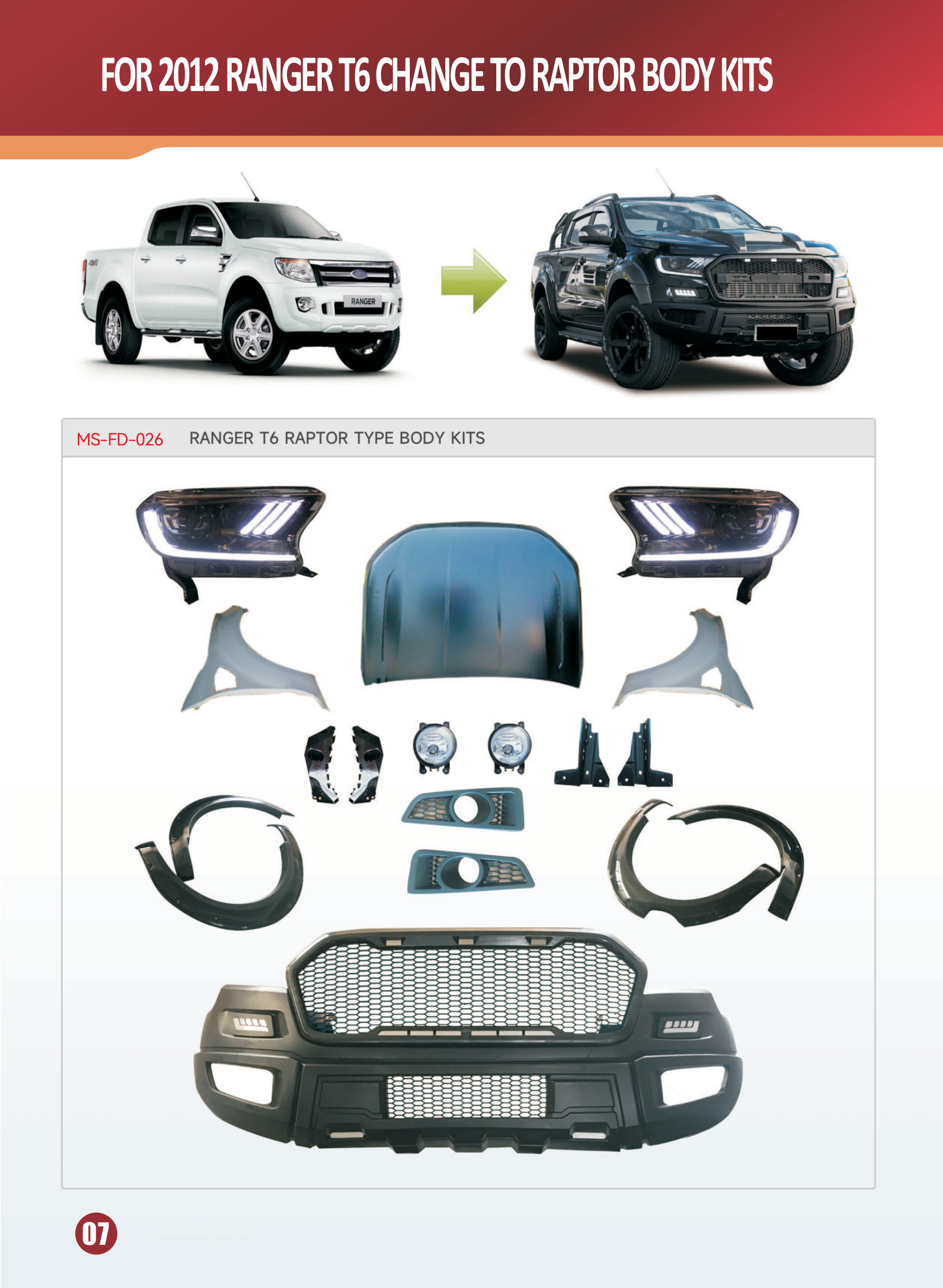 Ford Ranger T6 with Raptor style body kit