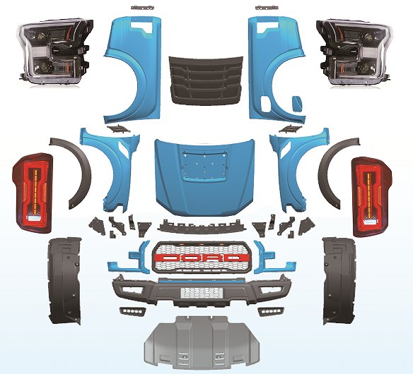 Ford Ranger body kit covering 2012-2021 generations, wholesale product photo