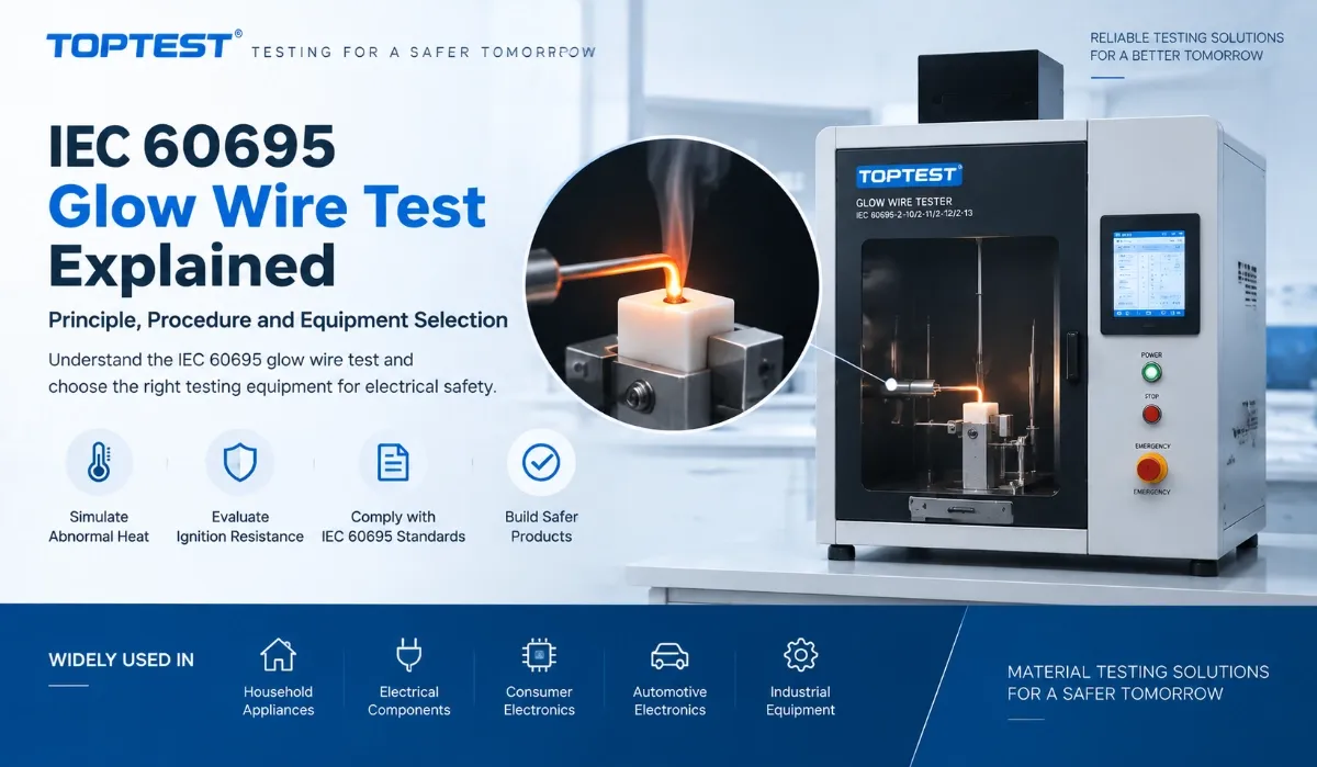IEC 60695 Glow Wire Test procedure with temperature control and specimen testing