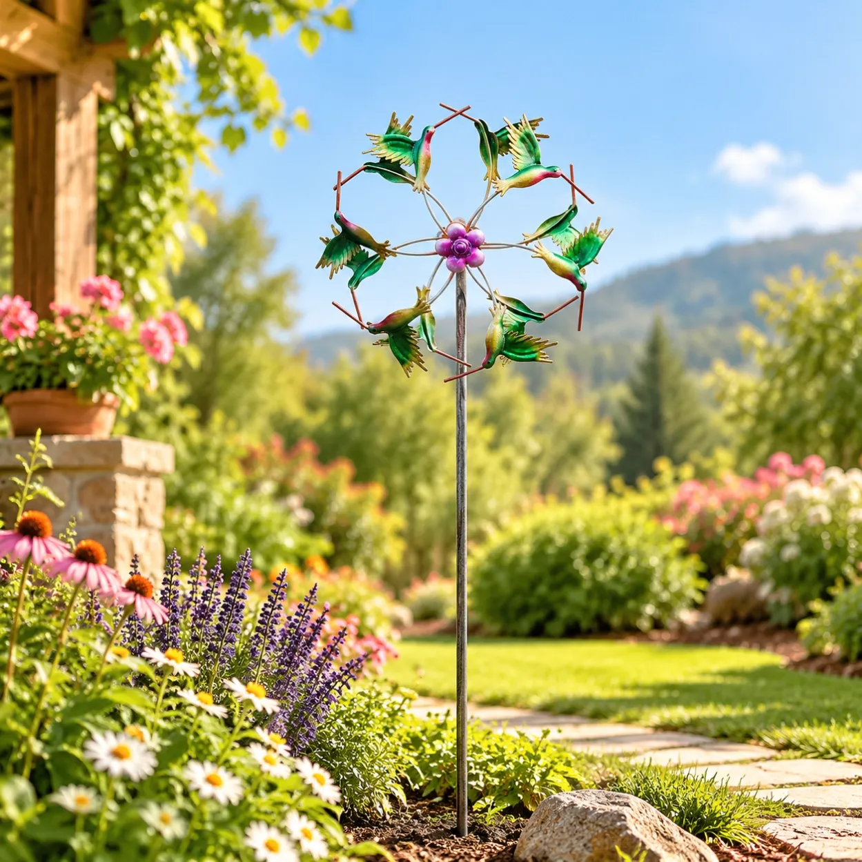 bird wind spinner stake