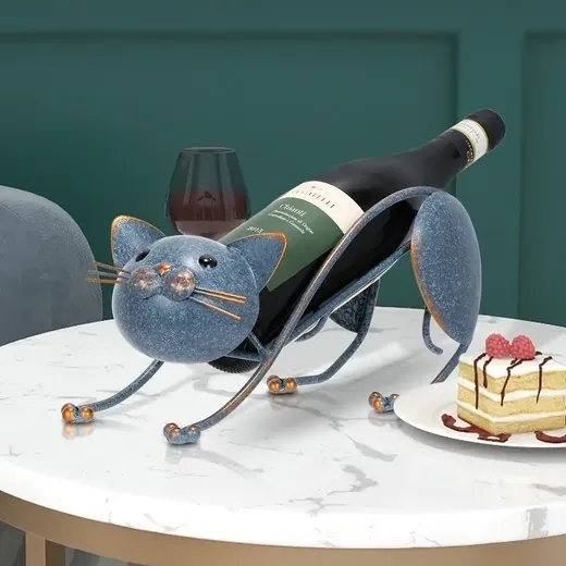 blue-cat-metal-wine-bottle-holder-a346
