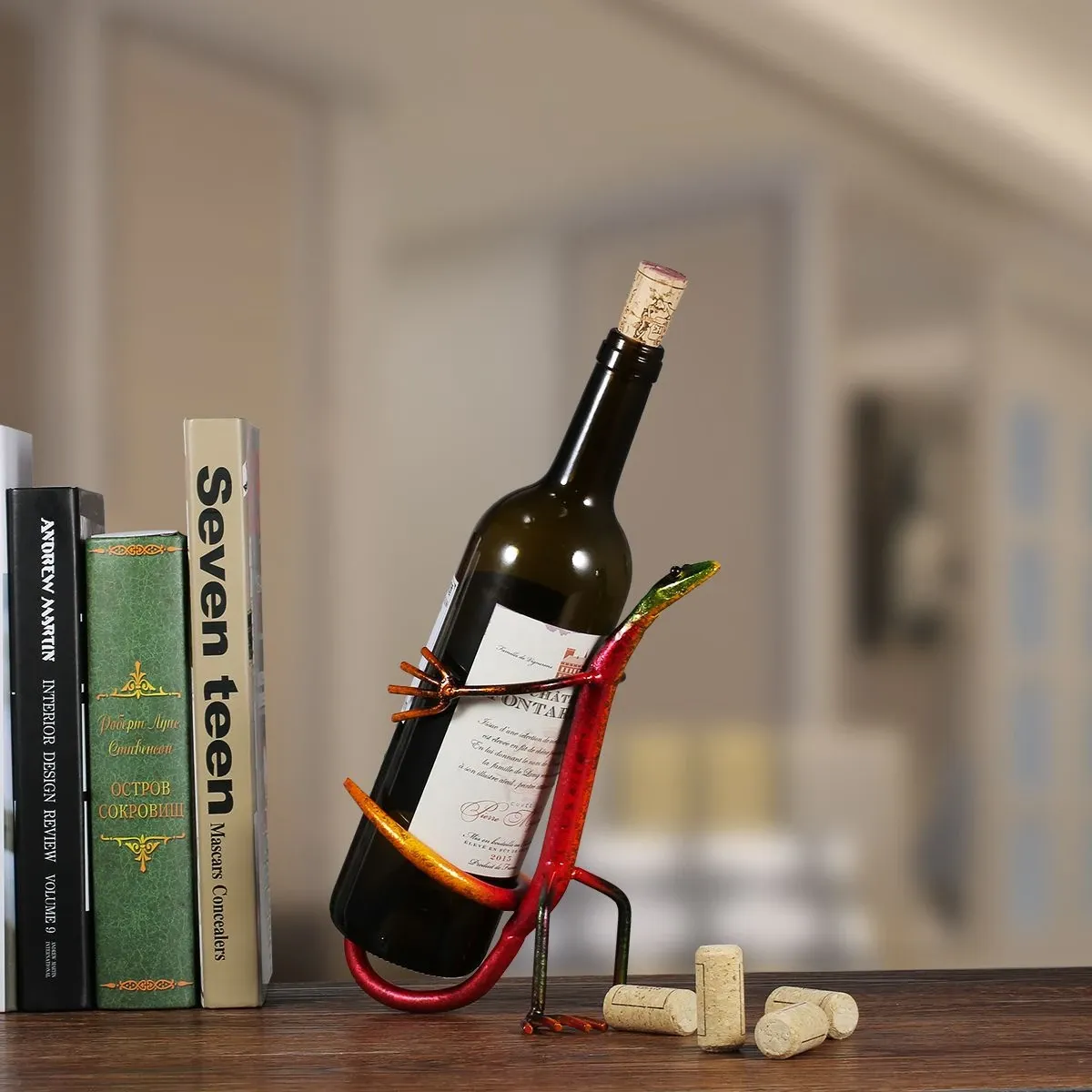 red-metal-wine-bottle-holder