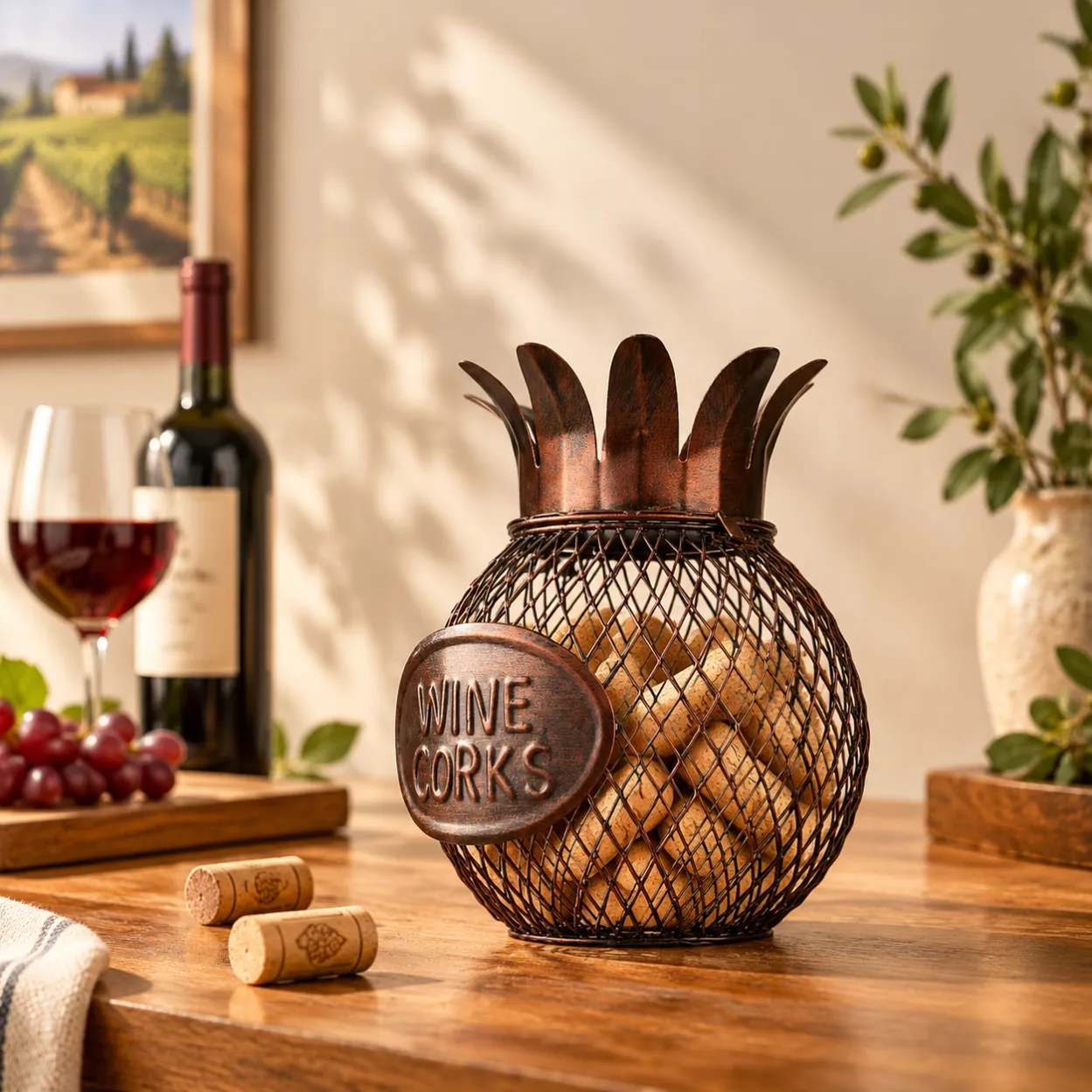 Pineapple wine cork container