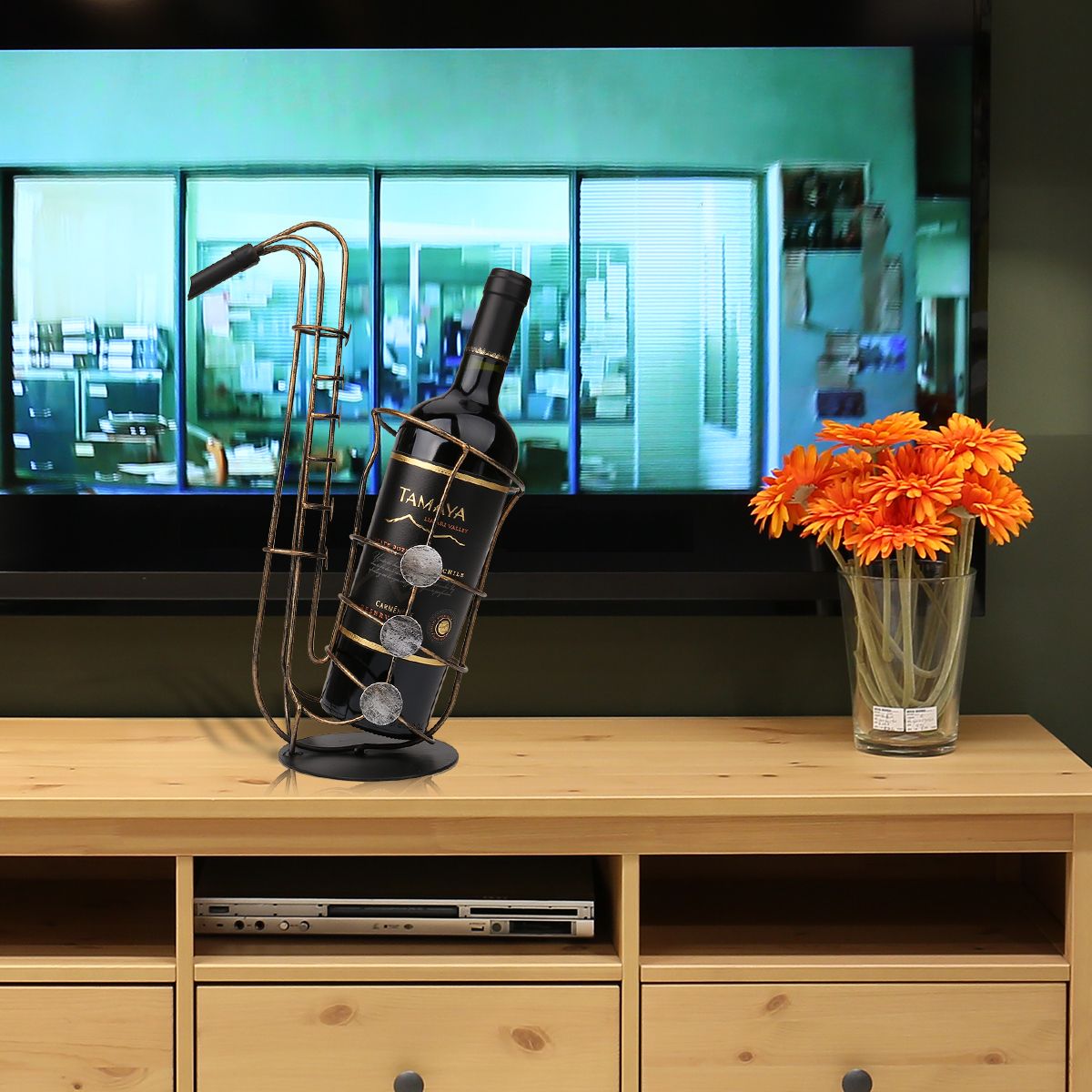 Metal sax wine rack Beautiful and practical wine rack