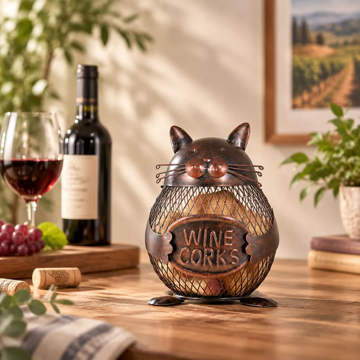Kitten Wine Cork Container