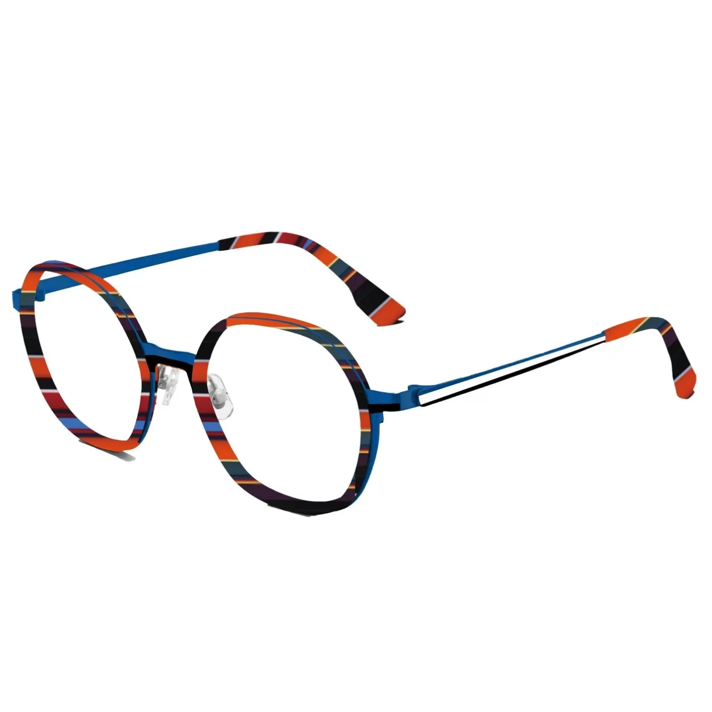 RS003 blue and orange striped acetate optical frames