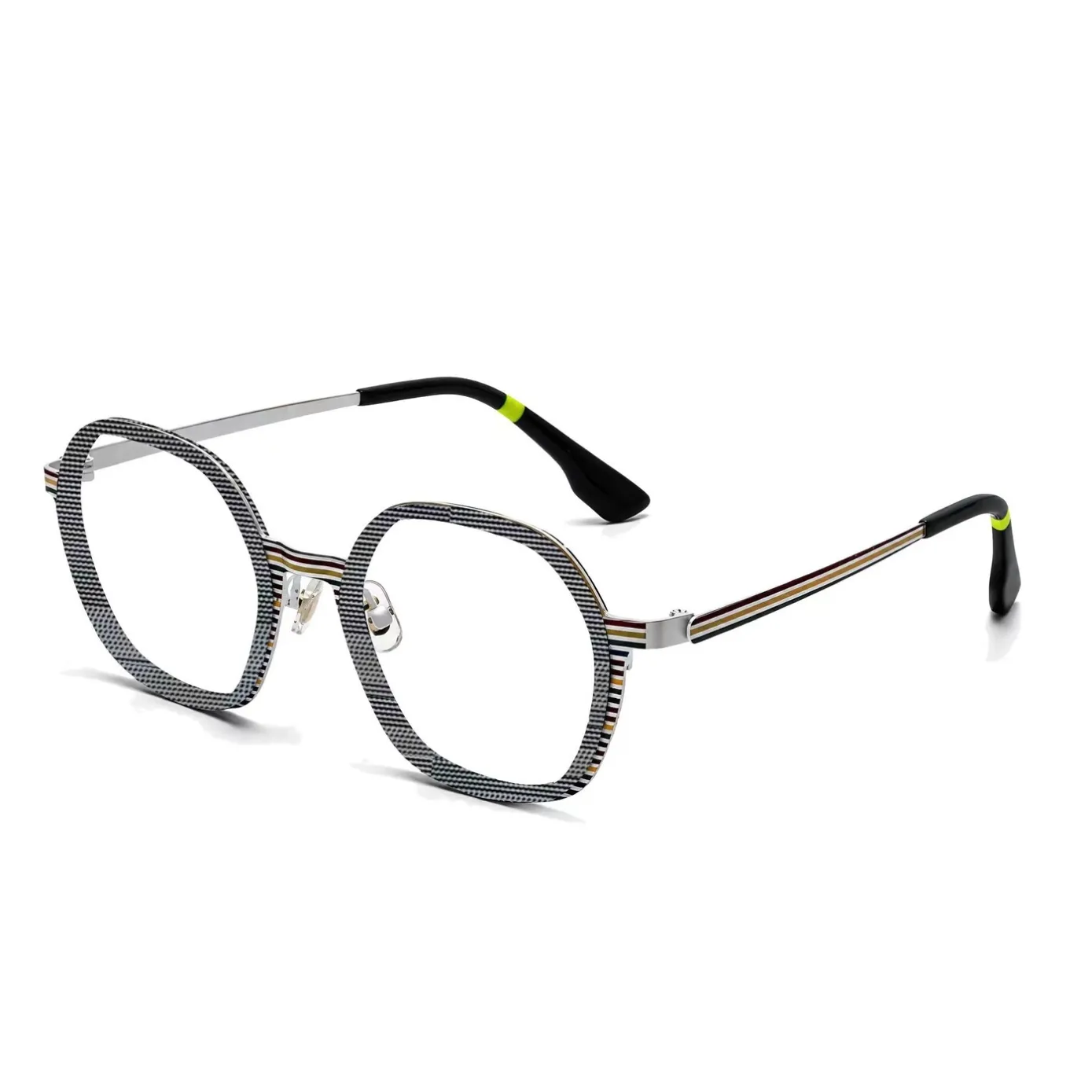 RS003 silver checkered acetate optical frames