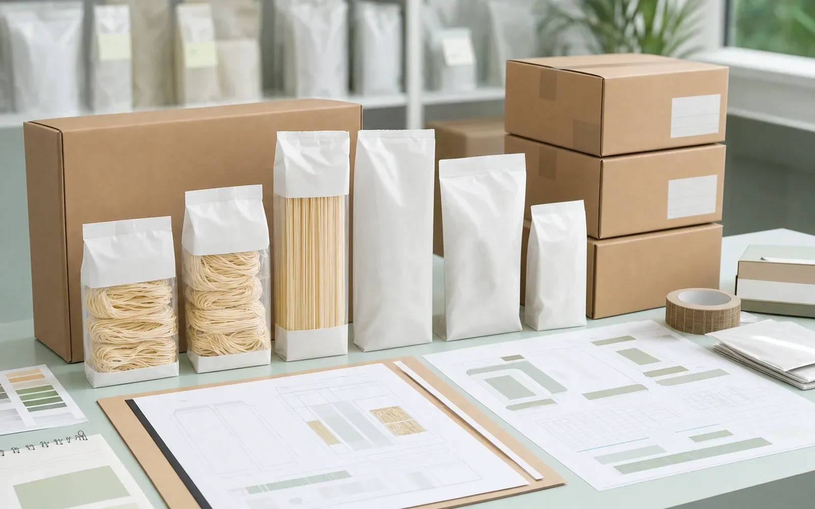 OEM packaging review scene for Chinese noodle private label orders