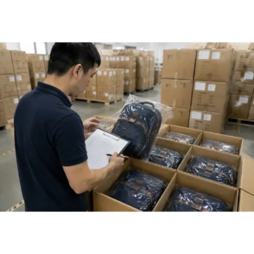 QC Inspector Selecting Samples During Pre-Shipment Inspection