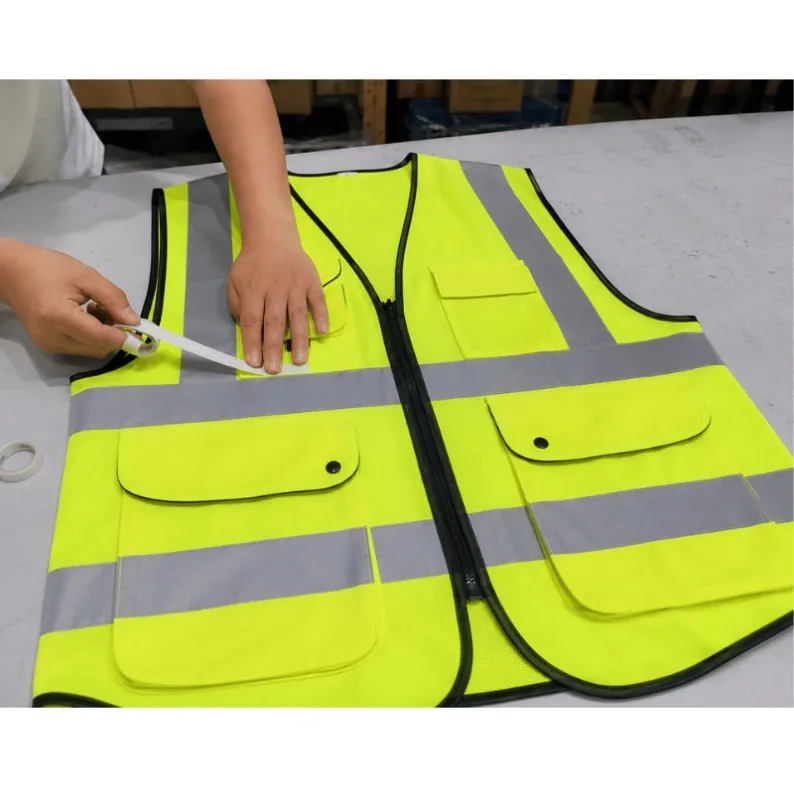 3M tape adhesion check showing reflective tape peeling on a safety vest
