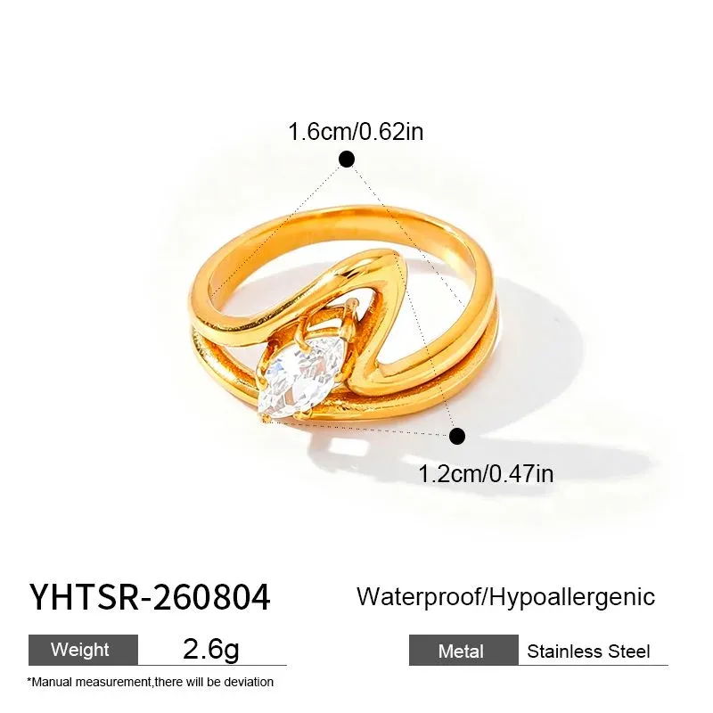 Ivanda Gold Statement Ring Stainless Steel YHTSR-260804 - view 01