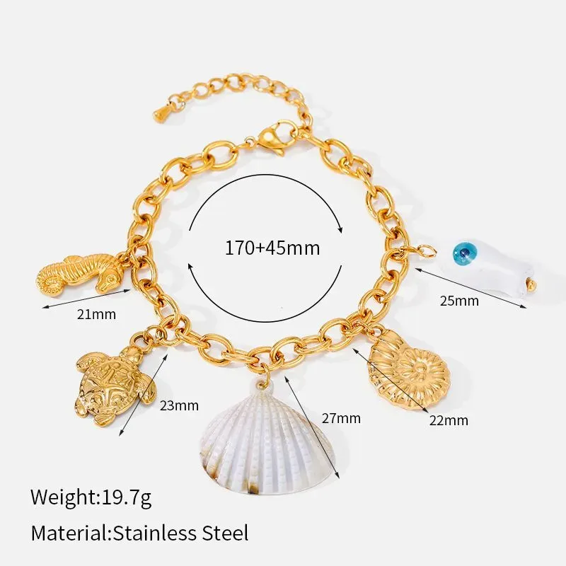 Ivanda Shell Seahorse Charm Bracelet Gold CHSL01531-1 - view 01