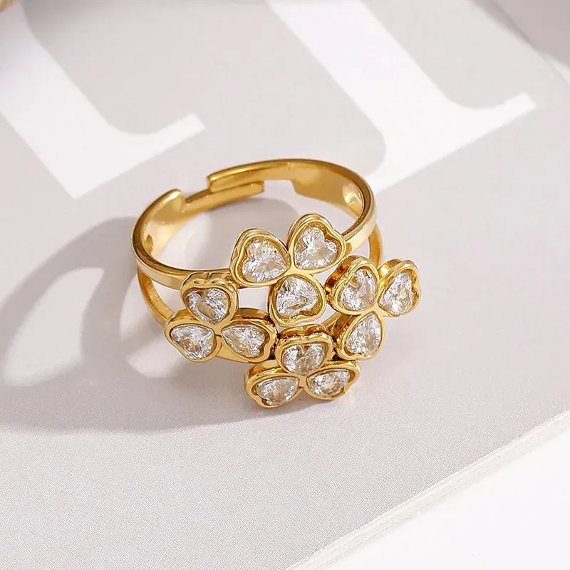 Ivanda Heart Crystal Cluster Ring Gold CHPJ26710-6 - view 02