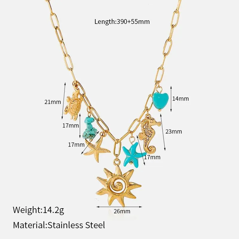Ivanda Shell Charm Link Necklace Gold CHXL02751-1 - view 02